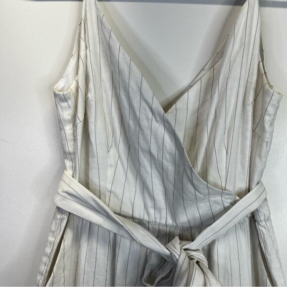 Marissa Webb Kierra Linen Blend Pinstriped Midi dress white - 4 - Picture 6 of 11